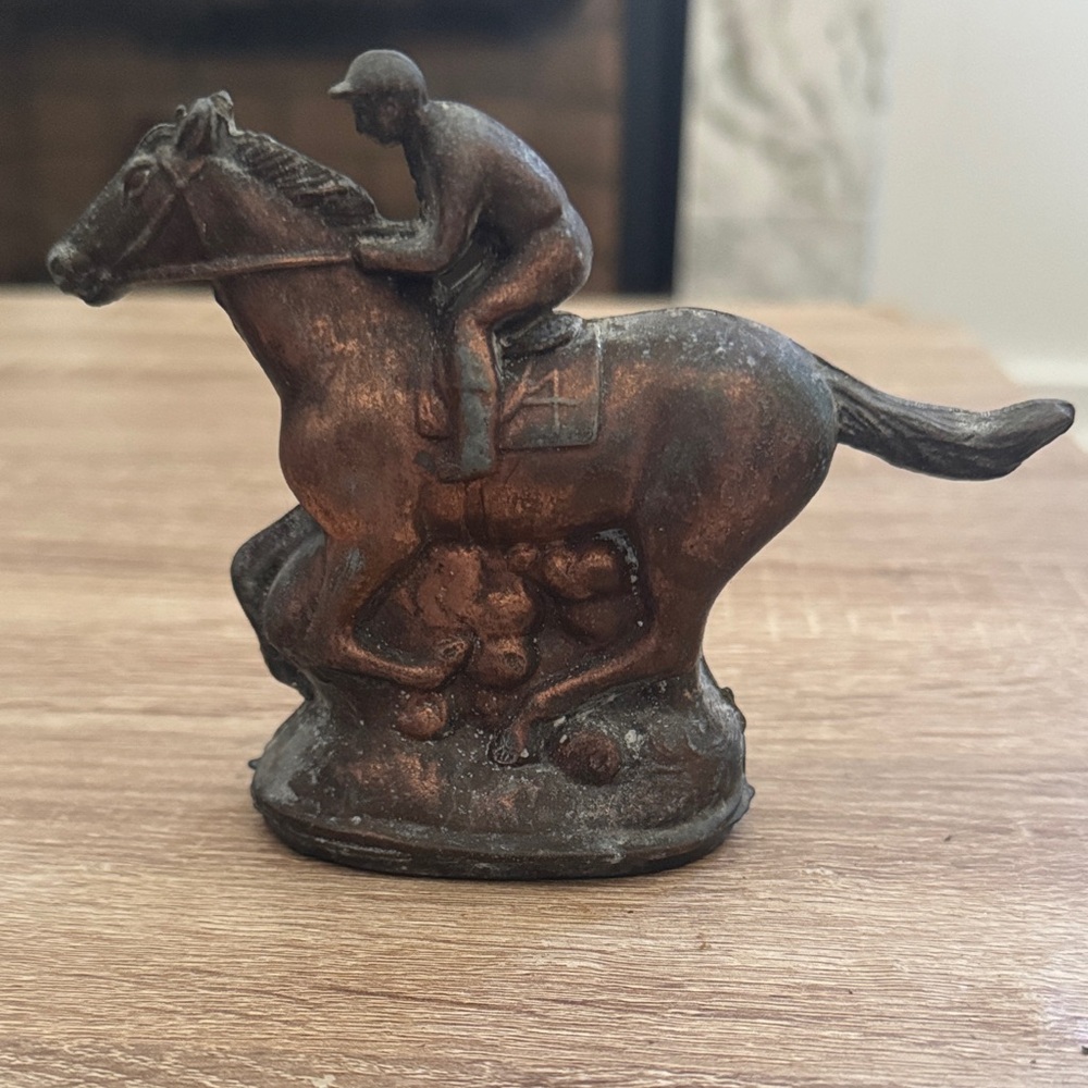 Vintage Bronze Horse and Jockey Figurine